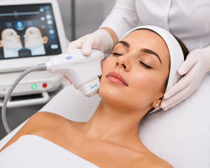 Practitioner performing HIFU Skin Tightening